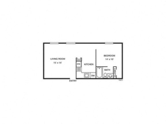 1 Bed 1 Bath The Birch Floor Plan at Coach House, Chelmsford