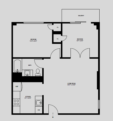 2 Bed 1 Bath
