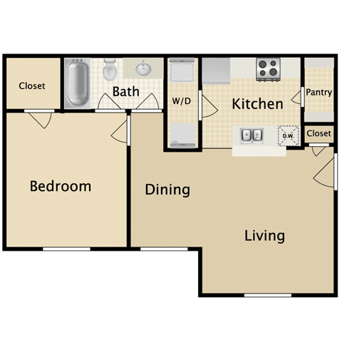 AH3 Floor Plan at Villas of Sorrento Apartments, Texas