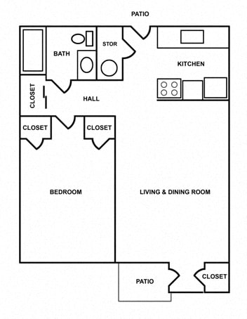  Floor Plan 1 Bedroom Apartment