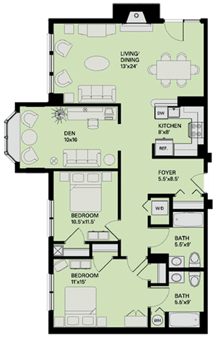 Floor plan at Marion Square, Brookline, MA