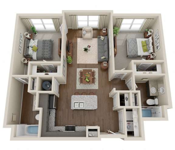 2 Bedroom, 2 Bath (1a)