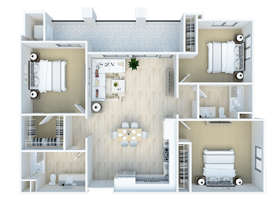 3 bed 2 bath Pomelo Floor Plan  at The Venue at Orange, California, 92373