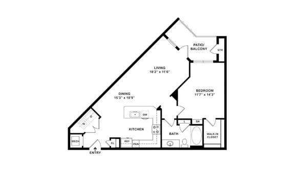 The Canoe_3 -apartment floorplan at Windsor Lakeyard District, an apartment community in North Dallas