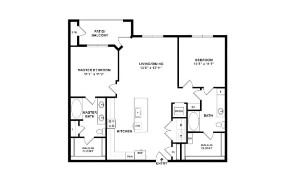 The Lakeyard 3 - apartment floorplan at Windsor Lakeyard District, an apartment community in North Dallas