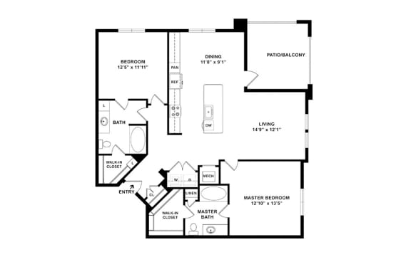 The Reservoir 3 - apartment floorplan at Windsor Lakeyard District, an apartment community in North Dallas