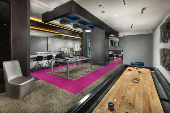 Clubhouse With Shuffleboard at Topaz Apartments, Los Angeles, CA, 90013