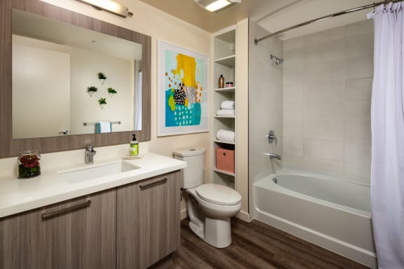 Bathroom With Bathtub at Topaz Apartments, Los Angeles, 90013