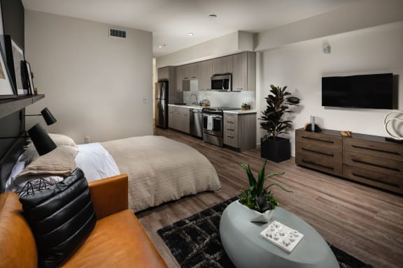 Studio Bedroom at Topaz Apartments, Los Angeles