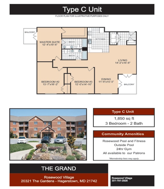 Type C Floor Plan at Rosewood Village, Hagerstown