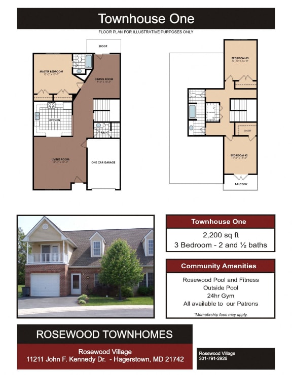 Town-One Floor Plan at Rosewood Village, Hagerstown, Maryland