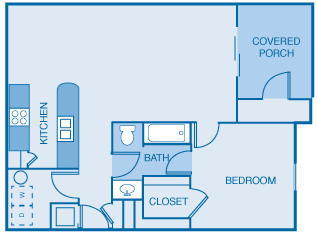 One Bedroom, One Bathroom Floor Plan One Bedroom, One Bathroom Floor Plan at Orchard Hills, Indiana