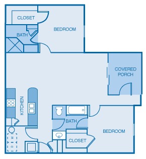 Two bedroom, Two Bath Floor Plan Two bedroom, Two Bath Floor Plan at Orchard Hills, Indiana, 47130