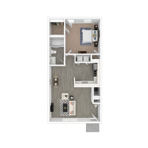 1 Bedroom 1 Bath Floor Plan at Bennett, Greenville, NC