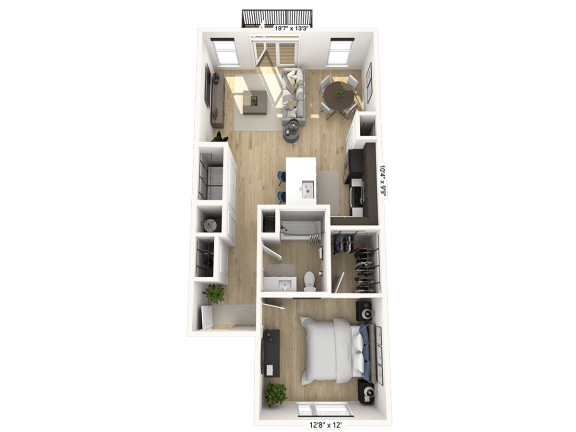 A11 - 1 Bedroom 1 Bathroom at Nuvo Flats, Indiana, 46410