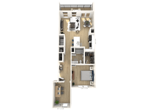 A14 - 1 Bedroom 1 Bathroom with Den at Nuvo Flats, Merrillville