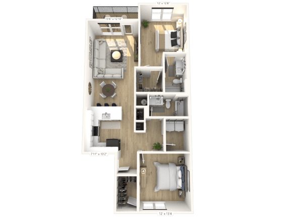 C12 - 2 Bedroom 2 Bathroom at Nuvo Flats, Merrillville, 46410