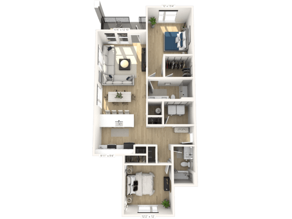 D11 - 2 Bedroom 2 Bathroom at Nuvo Flats, Merrillville, IN