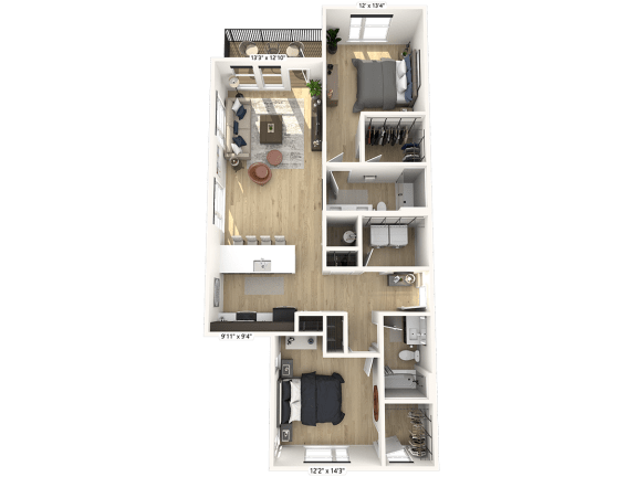 D12 - 2 Bedroom 2 Bathroom at Nuvo Flats, Merrillville, IN