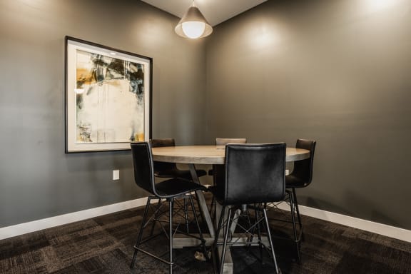 Meeting area in clubhouse at Nuvo Flats, Indiana