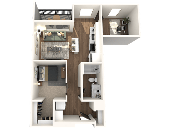 Studio 1 bathroom F1 Floor Plan at The Crossings at Windsong, Arizona, 86314