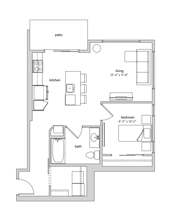 1 bed 1 bath A3 Floor Plan at The Crossings at Windsong, Arizona, 86314