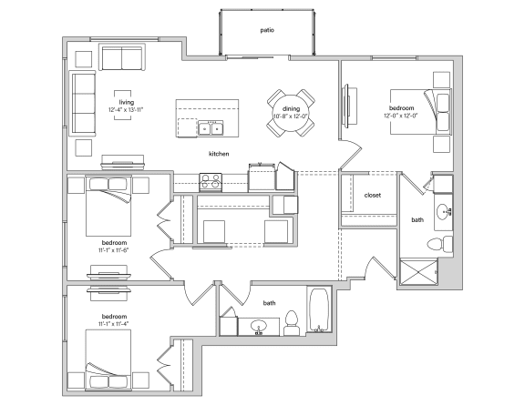 3 bed 2 bath E1 Floor Plan at The Crossings at Windsong, Prescott Valley