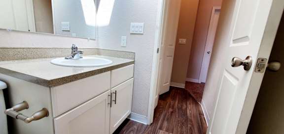 View looking out of Full Bath in Fountainside unit