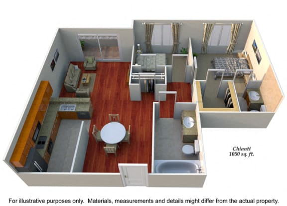 Floor Plan  Chianti-3d Floor Plan at The Reserve at Warner Center, Woodland Hills, 91367