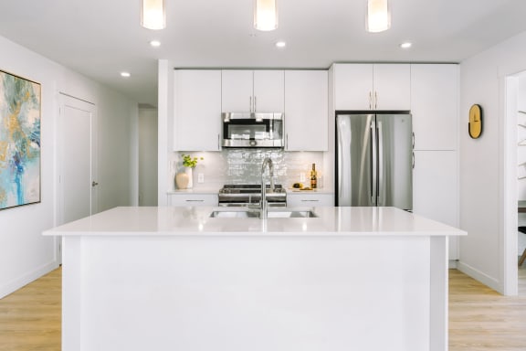 kitchen with a large island