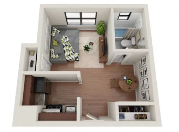 Studio 1 bath at Convent Gardens Apartments, St. Louis, MO, 63108