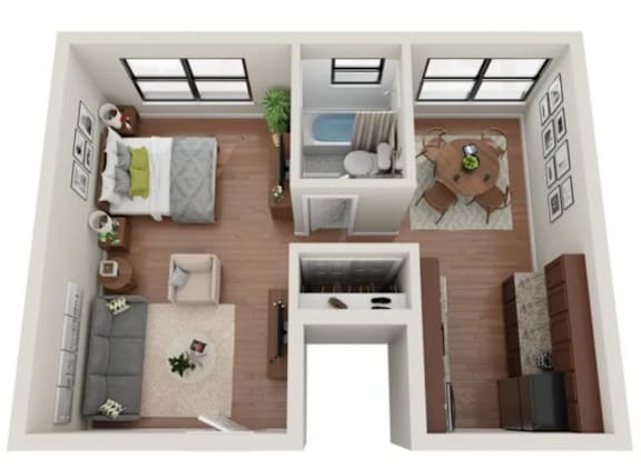 Studio 1 bath B at Convent Gardens Apartments, St. Louis, 63108