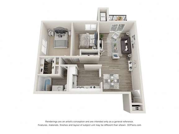 Canterbury Floor Plan at Hampton in Highland Apartments, Indiana