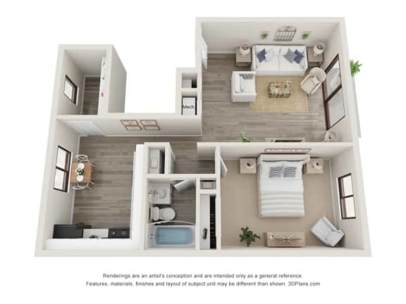 Desert Classic Floor Plan at Whitcomb Terrace Apartments, Indiana, 46410