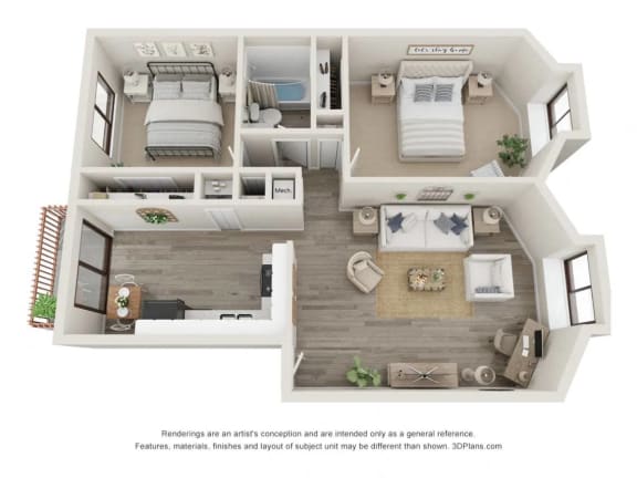 Hartford Open Floor Plan at Whitcomb Terrace Apartments, Merrillville, IN