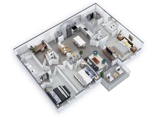 3 Bed 2 Bath Floor Plan | 1,437 Sq. Ft. at Lyric at Norton Commons Apartments, Prospect, 40059