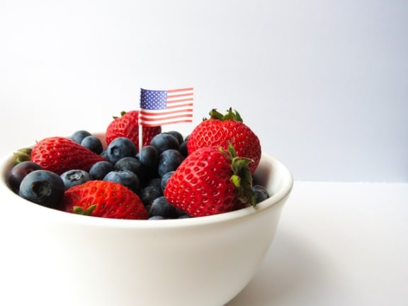american-flag-berries-bowl-close-up at Pine Village, North Carolina, 27332
