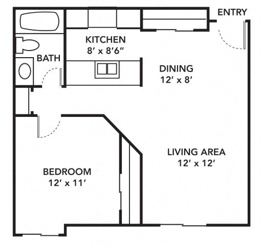 A1 Floor Plan at Hamlet Apartments, West Des Moines, IA