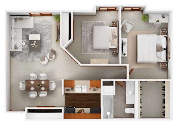 B1 Floor Plan at Hamlet Apartments, West Des Moines