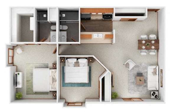 C1 Floor Plan at Hamlet Apartments, West Des Moines, IA, 50265