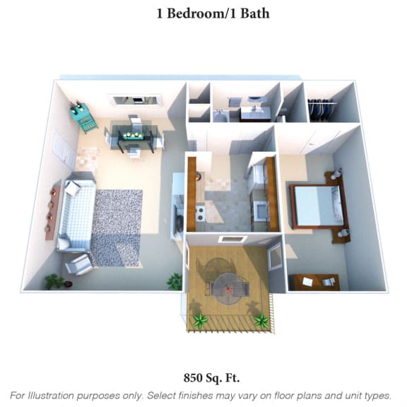 Floor Plan  1 Bedroom 1 Bath B