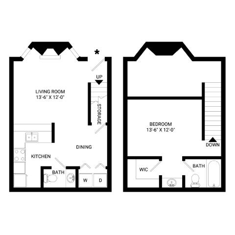 1 Bedroom Loft | 801 Sq. Ft. at Bradford Pointe, Augusta, 30909