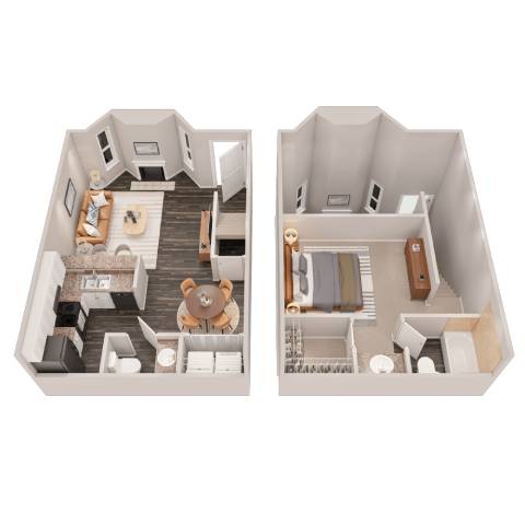 1 Bedroom Loft Floor Plan at Bradford Pointe, Augusta, Georgia
