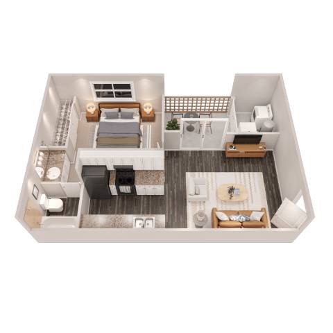1 Bedroom Floor Plan at Bradford Pointe, Augusta, GA, 30909
