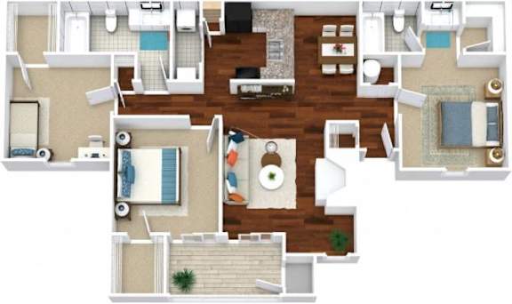 The Triplecrown Floor Plan | 1,150 Sq. Ft. at The Colony at South Park, Aiken, SC, 28903
