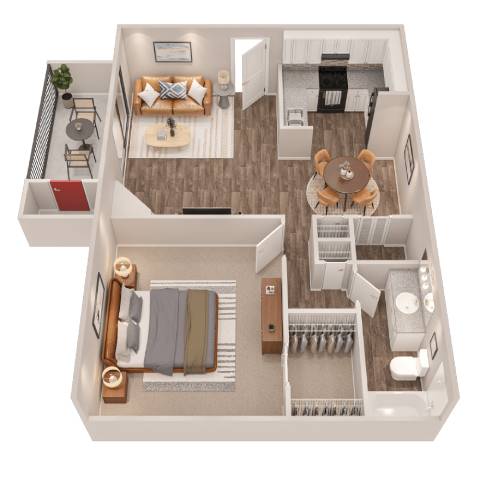 Red Maple Floor Plan | 688 Sq. Ft. at Westbury Creek, Augusta, GA