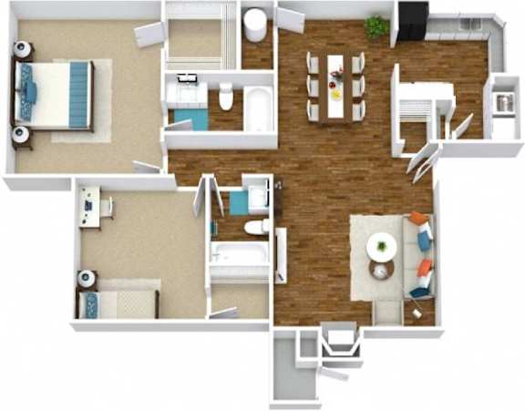 The Poplar Floor Plan | 1,074 Sq. Ft. The Poplar Floor Plan | 1,074 Sq. Ft. at Woodwinds, Aiken, SC, 29803