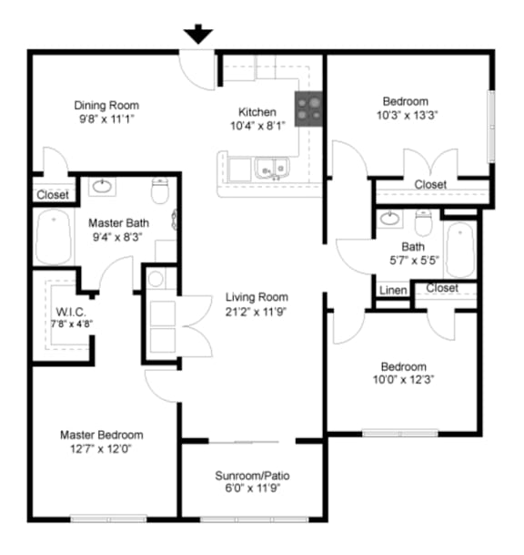 3 Bed 2 Bath Floorplan at Palmera, Columbia, SC 29229