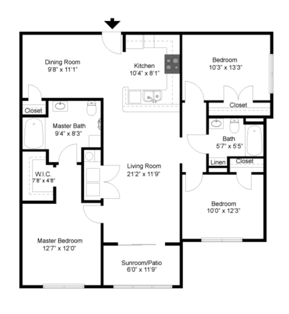 3 Bed 2 Bath B Floorplan at Palmera, Columbia, SC