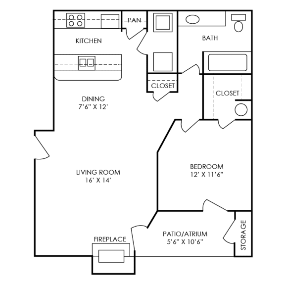 Carter Floor Plan at Waterford Place Apartments in Atlanta, Georgia, GA